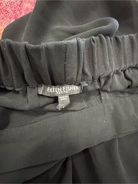 Eileen Fisher Silk Blend Black Elastic-Waist Bottoms